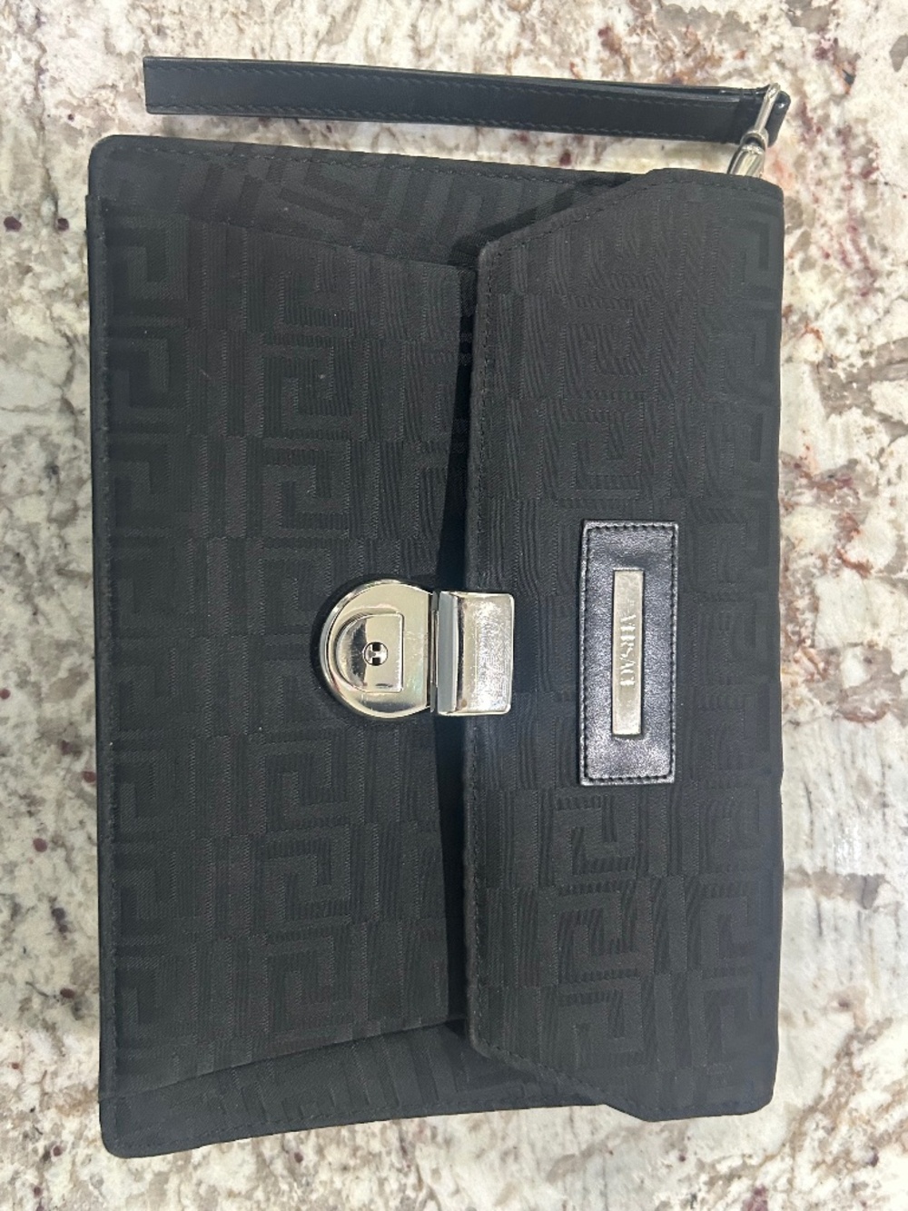 Versace-Black-Monogram- Clutch/Wristlet- Excellent